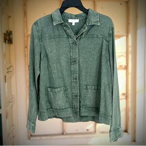 New Directions Fir Green Button Jacket Sz Large NWT